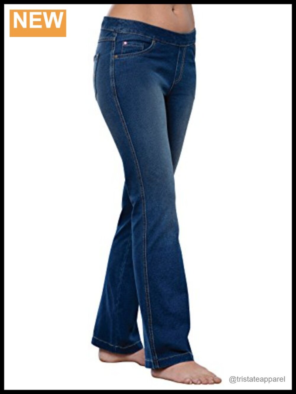 Women's Petite Bootcut Pull-On Stretch Jeans with Drawstring Waist